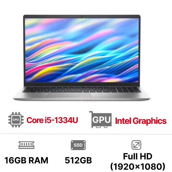Laptop Dell 15 DC15250 71100514 (Intel Core i5-1334U | 16GB DDR5 | 512GB | Intel Graphics | 15.6 inch FHD 120Hz | Windows 11 | Office+M365B | Bạc)