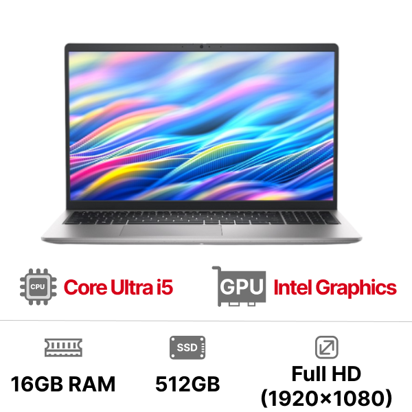 Laptop Dell 15 DC15250 DC5I5357W1 (Intel Core i5-1334U | 16GB | 512GB | Intel Graphics | 15.6 inch FHD | Win 11 | Office | Bạc)