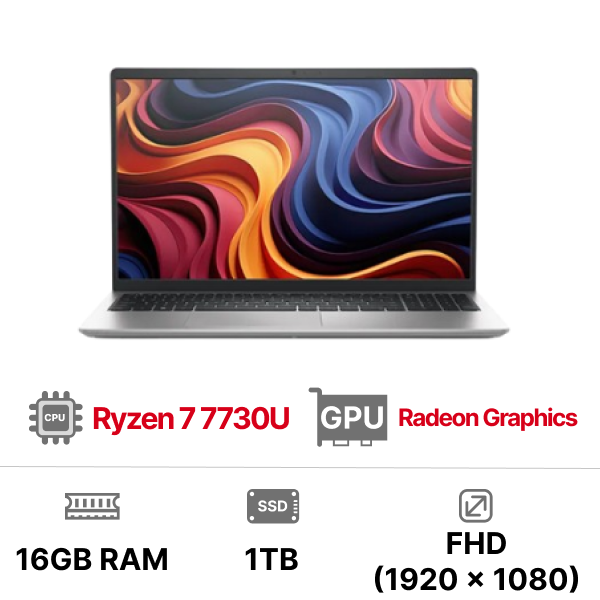 Laptop Dell 15 DC15255 X9YM41 (R7-7730U 16GB 1TB PCIE 15.6 FHD 120Hz Win11 + Office)