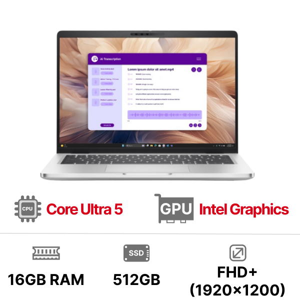 Laptop DELL Pro 13 Plus PB13250 (Ultra 5-235U 16GB 512GB SSD Intel Graphics 13.3 inch FHD+ 3C 55WH AX+BT FP BL KYHD WIN 11 HOME)