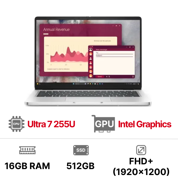 Laptop Dell Pro 14 PC14250 42LTU7PC14250 (Ultra 7 255U|16GB|512GB|OB|14 inch FHD+|Win11 Pro)