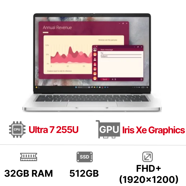 Laptop Dell Pro 14 PC14250 PC14250-255U-32512W (Ultra 7 255U|32GB|512GB|OB|14 inch FHD+|Win11 Pro)