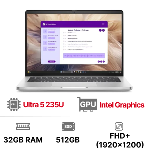Laptop Dell Pro 14 Plus PB14250 42LTU5PB14250 (Ultra 5 235U|32GB|512GB|OB|14 inch FHD+|Win11)