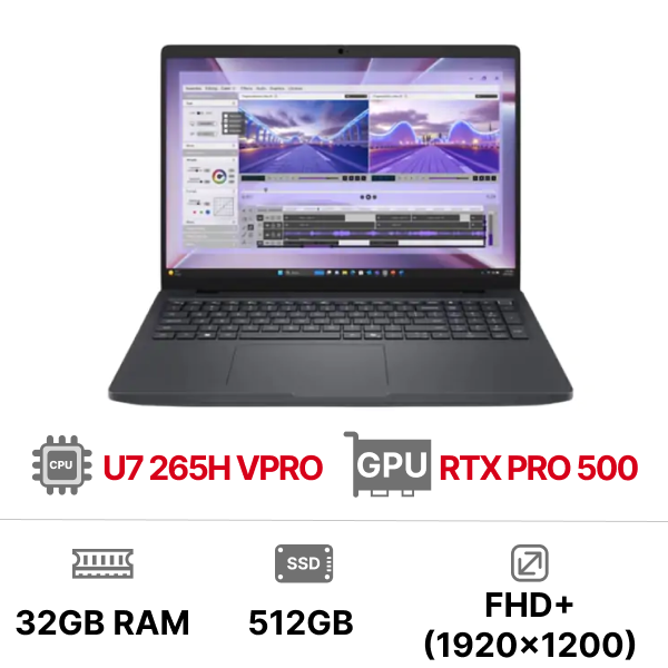 Laptop Dell Pro Max 16 MC16250 (Ultra 7 265H VPRO 32GB 512GB RTX PRO 500 6GB WI-FI 6E 96WH 130W USB-C 16 inch Windows 11 Home 3Y Pro + KYHD)