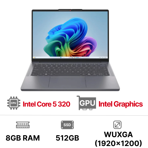 Laptop Lenovo IdeaPad Slim 3 14IWC11 83RQ002PVN (Intel Core 5 320 | 8GB DDR5 | 512GB | Intel Graphics | 14 inch WUXGA | Windows 11 | Xám)
