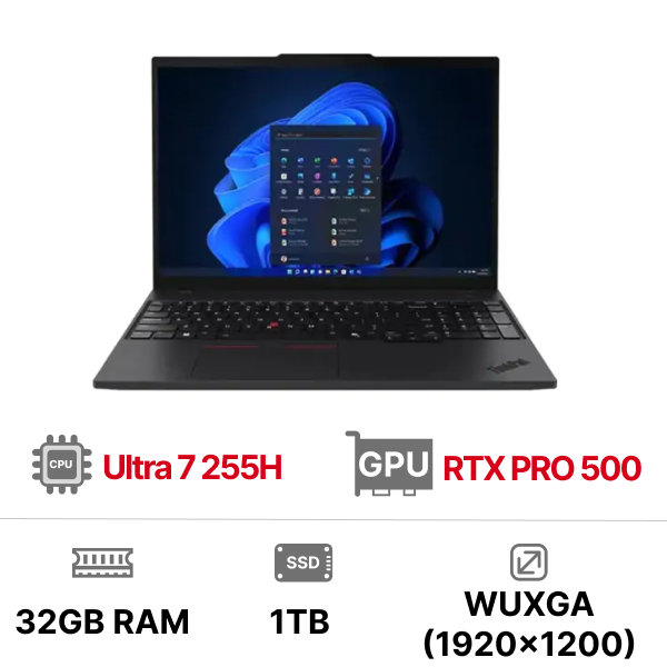 Laptop Lenovo ThinkPad P16s Gen 4 21QV005FVA (Ultra 7 255H 32GB 1TB RTX PRO 500 3Y Đen)