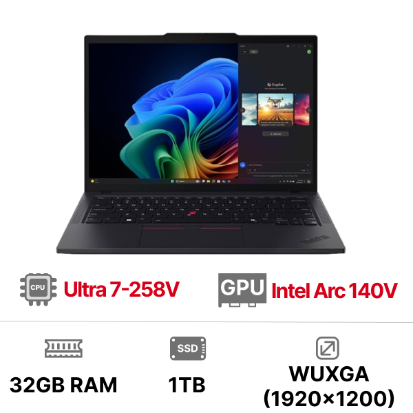 Laptop Lenovo ThinkPad T14 Gen 6 21QG002PVN (Ultra 7-258V Ram 32GB SSD 1TB Windows 11 Pro 3Y Đen)