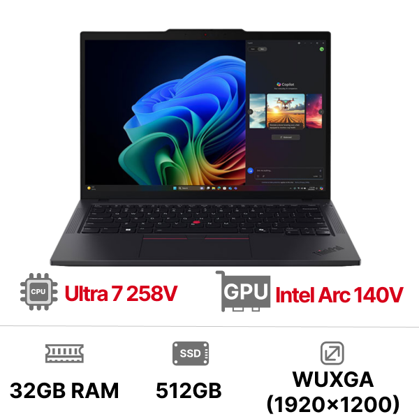 Laptop Lenovo ThinkPad T14 Gen 6 21QG004EVA (Ultra 7-258V Ram 32GB SSD 512GB 3Y Đen)