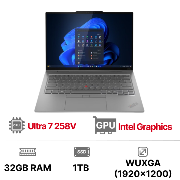 Laptop Lenovo ThinkPad X1 2 in 1 Gen 10 Aura Edition 21NU004TVN (Ultra 7 258V 32GB 1TB SSD 14 inch WUXGA Touch Win 11 Pro Carbon Pen 3Y)