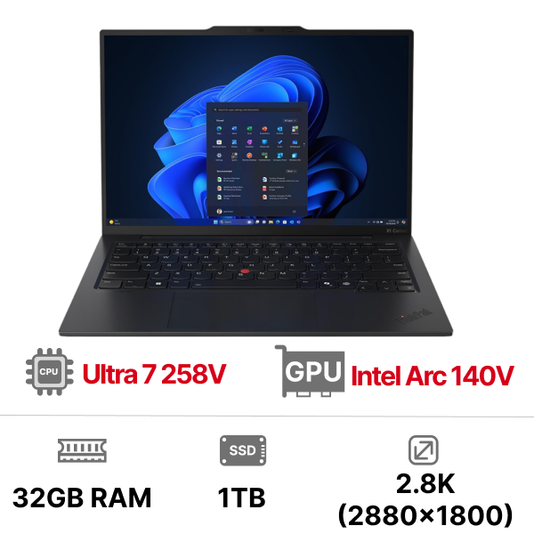 Laptop Lenovo ThinkPad X1 Carbon Gen 13 Aura Edition 21NS010CVN (Intel Core Ultra 7 258V | Intel Arc | 14 inch 2.8K OLED | 32GB | 1TB | Win 11 Pro | Đen)