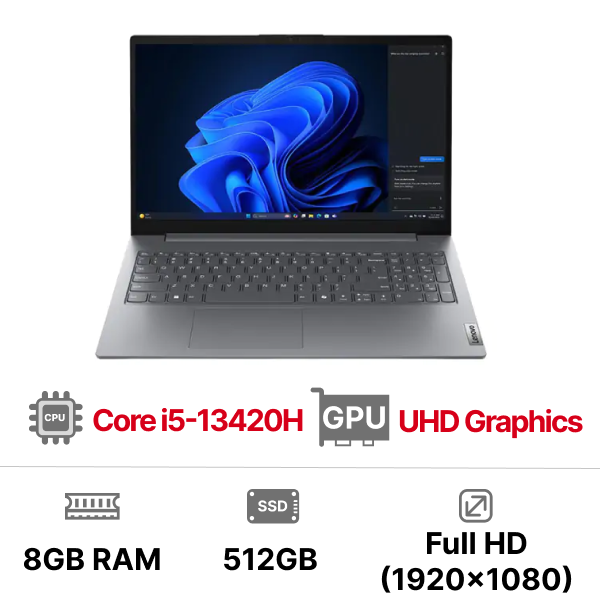 Laptop Lenovo V15 G5 IRL 83HF00BRVA (i5-13420H Ram 8GB SSD 512GB 15.6 inch 2Y Xám)