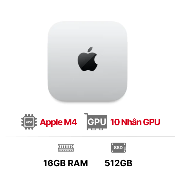 Mac mini M4 2024 10CPU 10GPU 16GB 512GB - Chính hãng VN