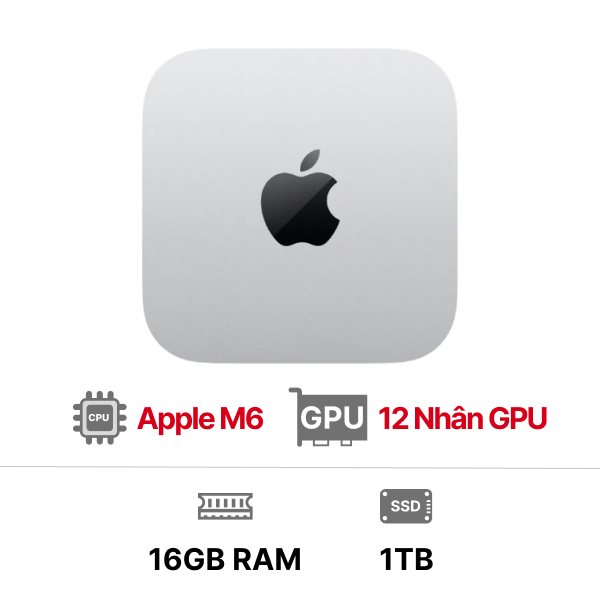 Mac mini M6 12GPU 12CPU 16GB 1TB - Chính hãng VN