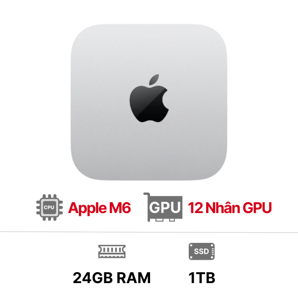 Mac mini M6 12GPU 12CPU 24GB 1TB - Chính hãng VN