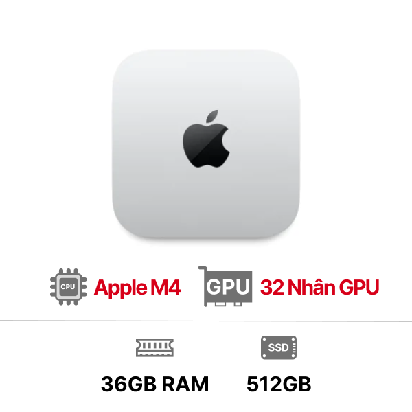 Mac Studio Chip Apple M4 Max 14‑core CPU 32‑core GPU 36GB 512GB - Chính hãng VN A