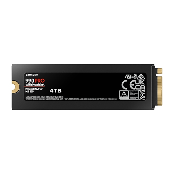 Ổ cứng SSD gắn trong Samsung 990 PRO Heatsink 4TB PCIe Gen 4.0 x4 NVMe V-NAND M.2 2280 upto 7450MB s (MZ-V9P4T0CW)