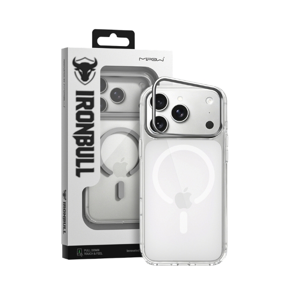 Ốp lưng MagSafe iPhone 18 Pro 17 Pro Mipow IronBull StandX trong suốt
