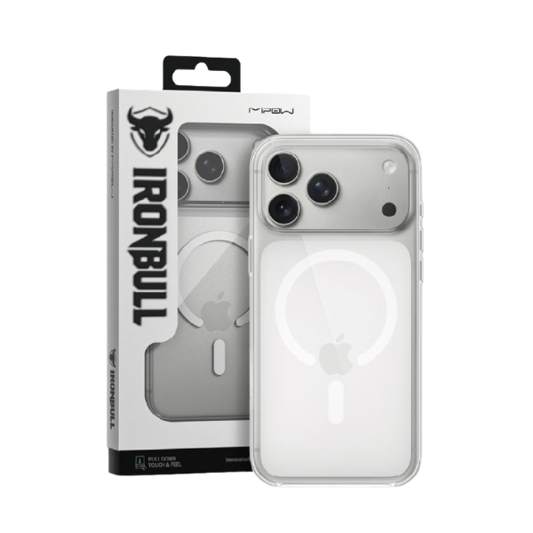 Ốp lưng MagSafe iPhone 18 Pro 17 Pro Mipow IRONBULL Tempered Glass trong suốt
