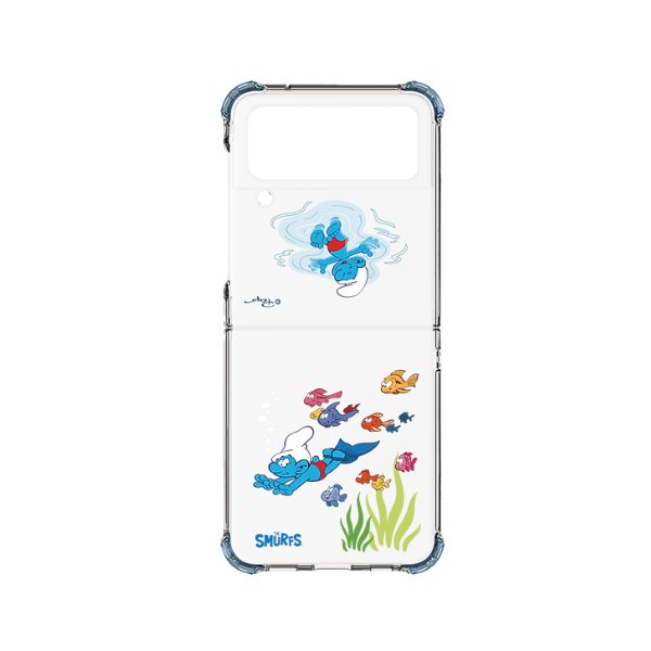 GP-FPF721HIAUW - Ốp lưng Samsung Galaxy Z Flip4 Clear in hình Smurfs xanh