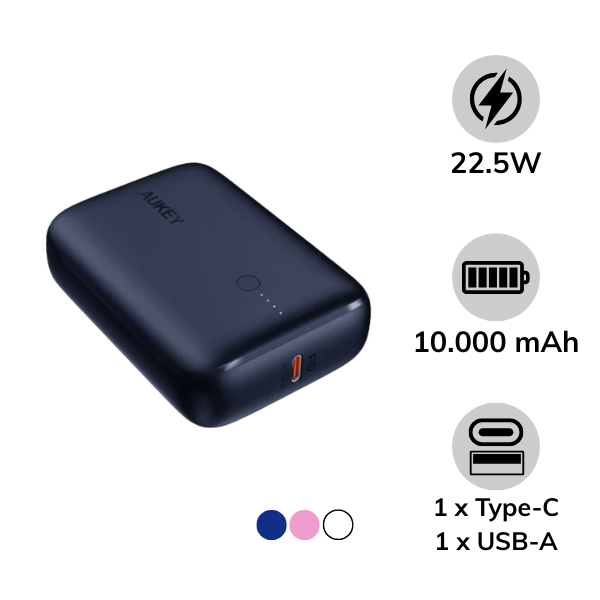 PB-N83S-BLU - Pin sạc dự phòng Aukey 10.000 mAh PD 20W & QC 3.0 PB-N83S