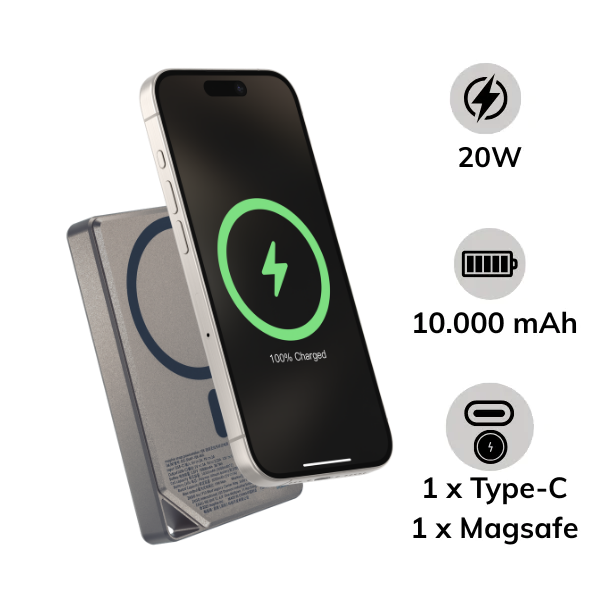 Pin sạc dự phòng Mophie Essentials Snap+ 10.000 mAh Metallic