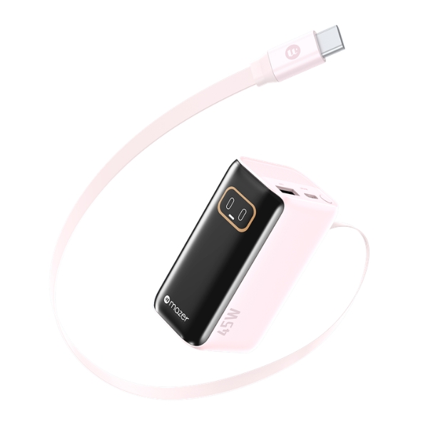 Pin sạc dự phòng 10.000 mAh PD45W Mazer PowerCharge RLink tích hợp cáp Type-C