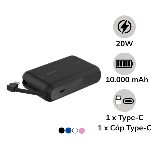 Pin sạc dự phòng Belkin 10.000 mAh 20W PD Boost Charge