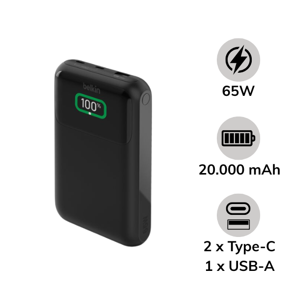 Pin sạc dự phòng Belkin 20.000 mAh 65W PD Polymer Pocket Power