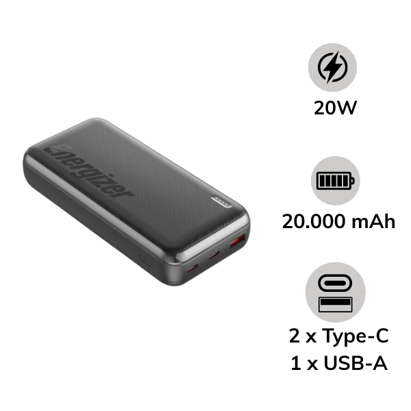 Pin sạc dự phòng Energizer 20.000 mAh 3.7V Li-Polymer UE20055PQ