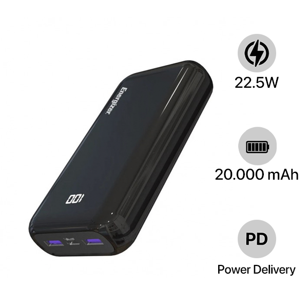 UE20011PQBK - Pin sạc dự phòng Energizer 20.000 mAh PD 22.5W UE20011PQBK