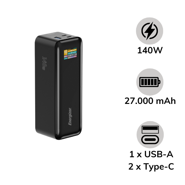 Pin sạc dự phòng Energizer PD140W 27.000 mAh 3.6V Li-ion - XP27000PD