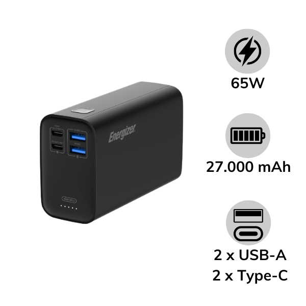 Pin sạc dự phòng Energizer PD65W 27.000 mAh 3.7V Li-Polymer - XP27001PD