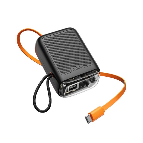 TM31BLK - Pin sạc dự phòng Innostyle 10.000 mAh 30W TransiMini FlexCharge Retractable