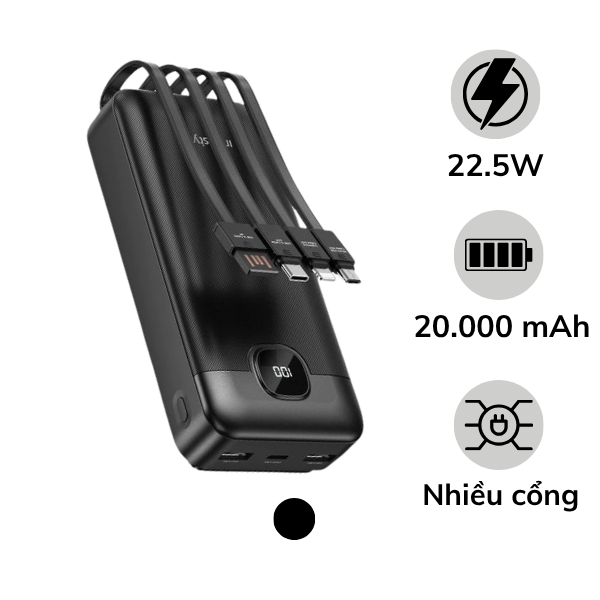 Pin sạc dự phòng Innostyle 20.000 mAh 22.5W MultiCharge Go tích hợp cáp sạc