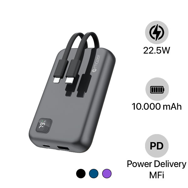 MEGLINK10.0TRIOGY - Pin sạc dự phòng Mazer 10.000 mAh 22.5W SuperMINI-Pocket Power.Link Trio