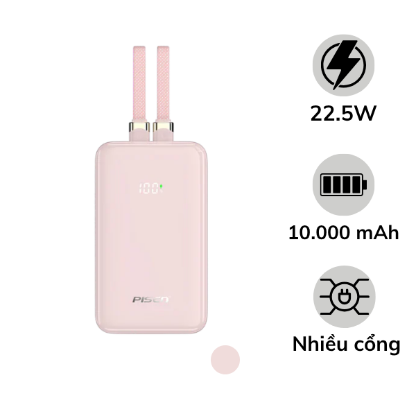Pin sạc dự phòng Pisen Quick Powerlink X2 22.5W 10.000 mAh