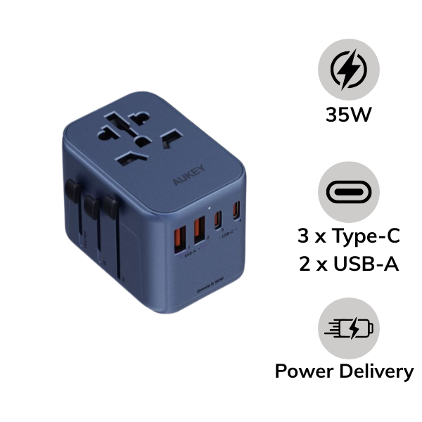 Sạc đa năng Aukey PD35W nhiều cổng Travel Mate PA-TA07A