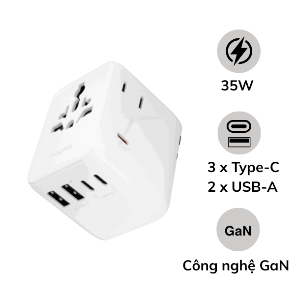 Sạc đa năng Mophie Essentials PD35W 3C2A GaN