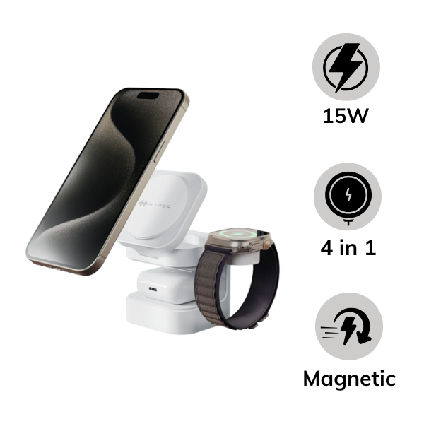 Đế sạc không dây HyperJuice Qi2 3 in 1 Magnetic Charging Stand