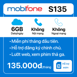 S135 - Sim 4G Mobifone S135 6GB/ngày - 1 tháng