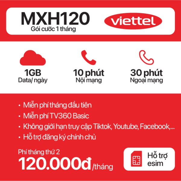 Sim 4G Viettel MXH120