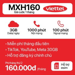 Sim 4G Viettel MXH160