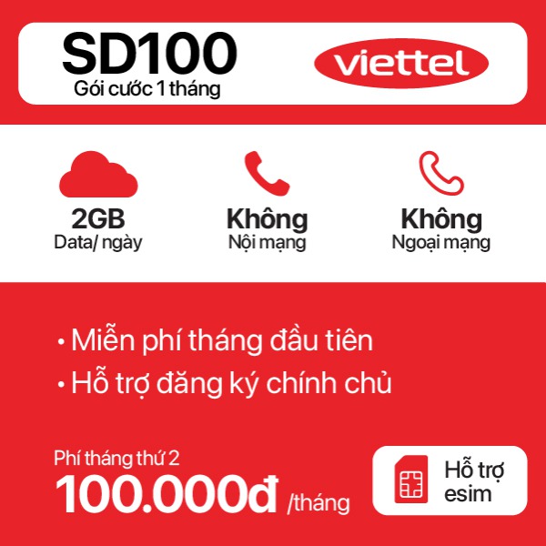 Sim 4G Viettel SD100