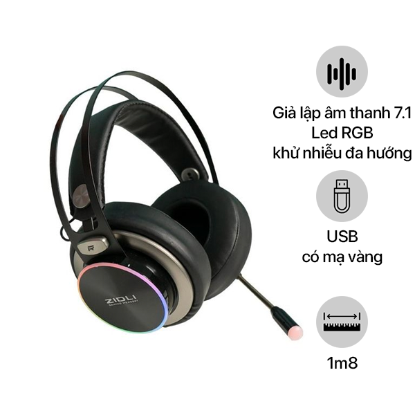 ZIDH0123 - Tai nghe Gaming Zidli ZH20 7.1 Led RGB USB