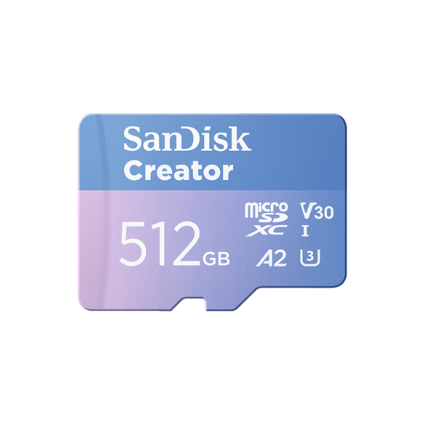 Thẻ nhớ micro SanDisk Creator 512GB V30 U3 C10 A2 UHS-I upto 190MB s (SDSQXAV-512G-GN6MS)
