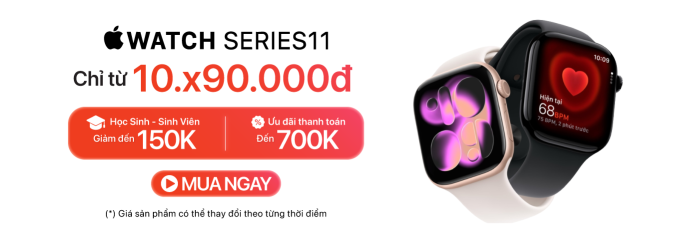 Apple Watch S11 ưu đãi thanh toán đến 700.000đ tại Minh Tuấn Mobile