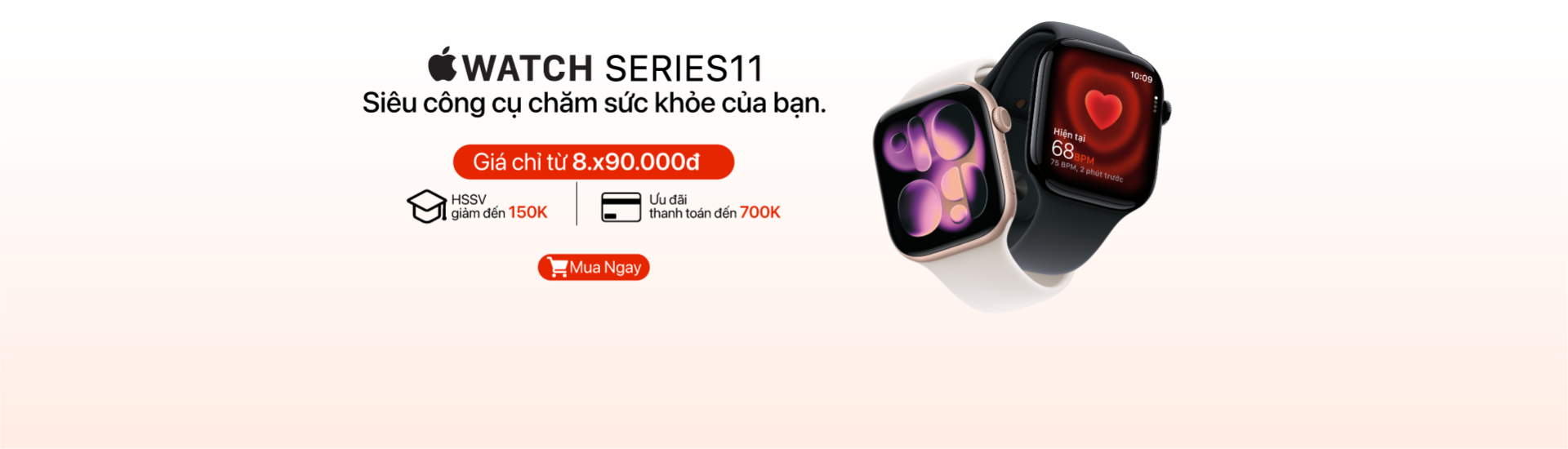 Apple Watch S11 ưu đãi thanh toán đến 700.000đ tại Minh Tuấn Mobile