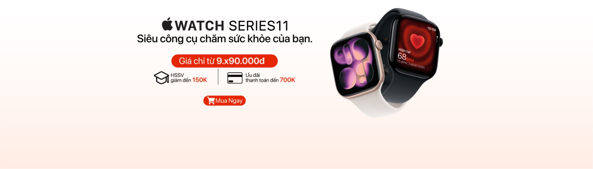 Apple Watch S11 ưu đãi thanh toán đến 700.000đ tại Minh Tuấn Mobile