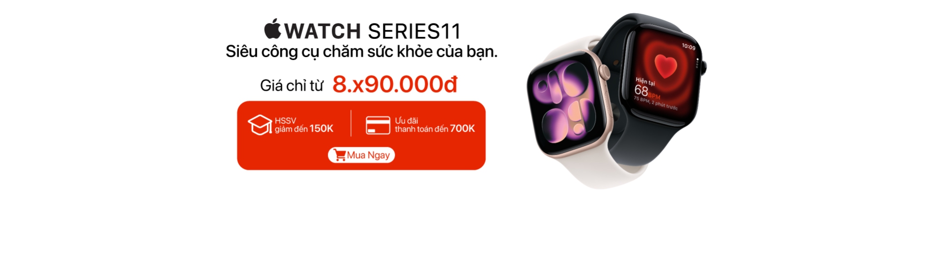 Apple Watch S11 ưu đãi thanh toán đến 700.000đ tại Minh Tuấn Mobile