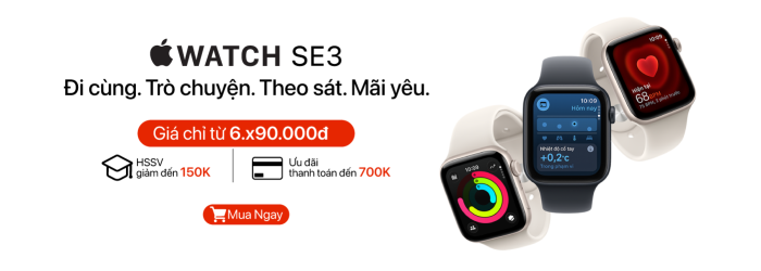 Apple Watch SE 3 ưu đãi thanh toán đến 700.000đ, HSSV giảm đến 150.000đ tại Minh Tuấn Mobile